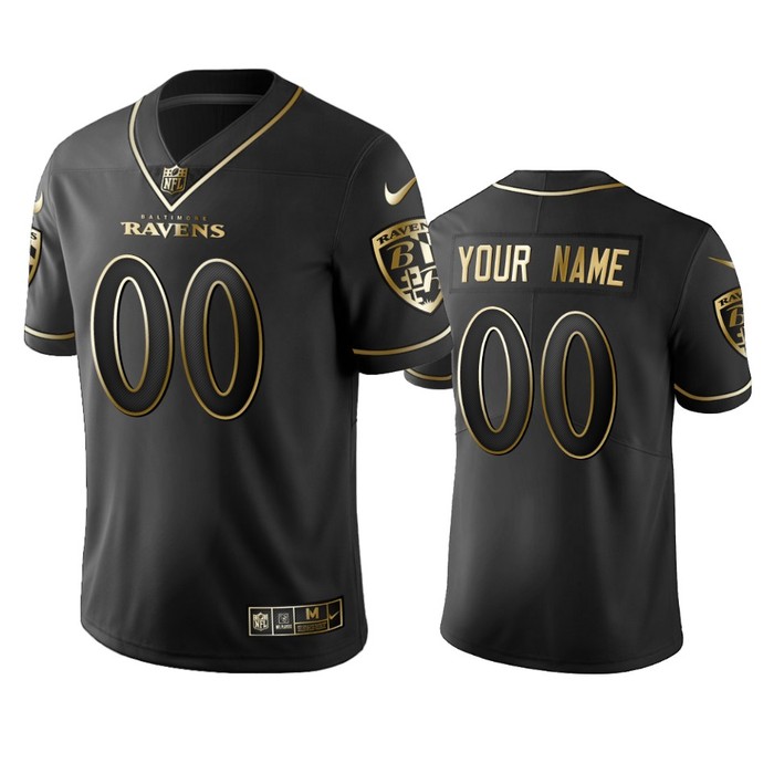 2019 Baltimore Ravens Custom Black Golden Edition Vapor Untouchable Limited Jersey - Mens