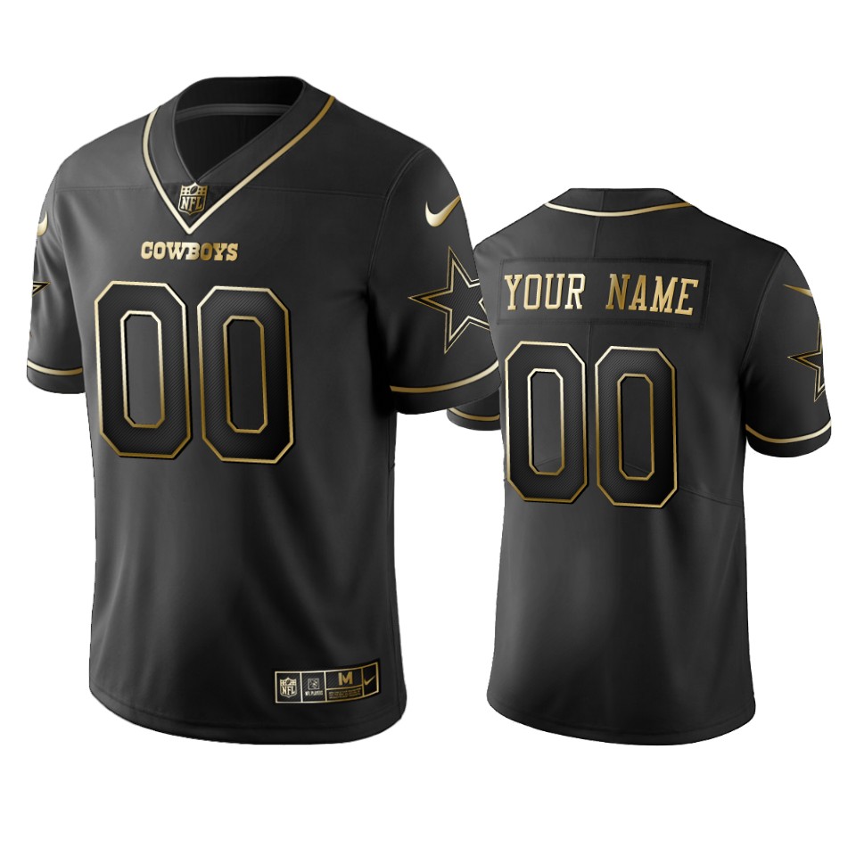 2019 Dallas Cowboys Custom Black Golden Edition Vapor Untouchable Limited Jersey - Mens - Cocomos