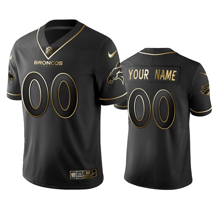 2019 Denver Broncos Custom Black Golden Edition Vapor Untouchable Limited Jersey - Mens - Cocomos