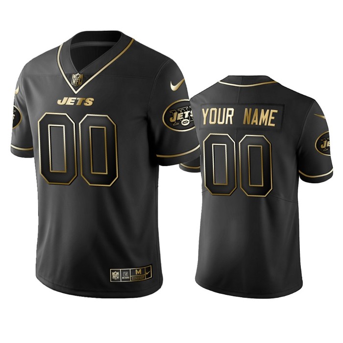 2019 New York Jets Custom Black Golden Edition Vapor Untouchable Limited Jersey - Mens - Cocomos