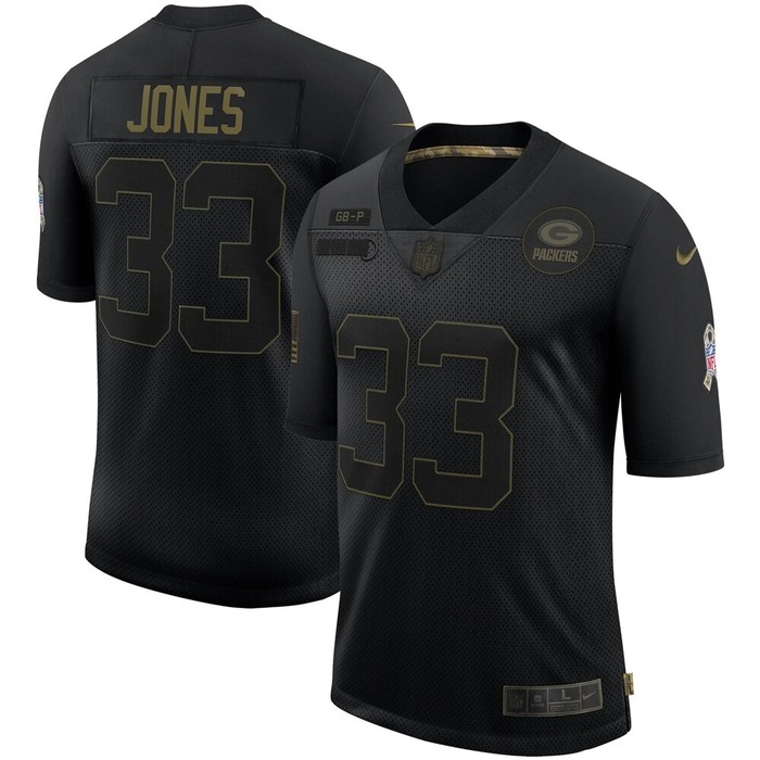 Aaron Jones Green Bay Packers 2020 Salute To Service Limited Jersey - Black