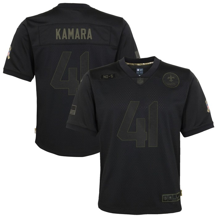 Alvin Kamara New Orleans Saints Youth 2020 Salute To Service Game Jersey - Black - Cocomos