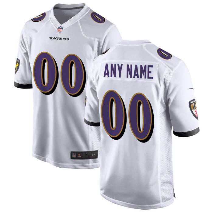 Baltimore Ravens Custom Game Jersey - White Custom Jerseys Nfl