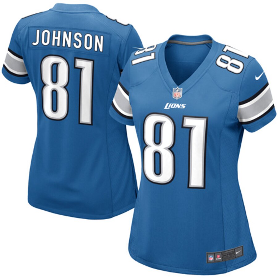 Calvin Johnson Detroit Lions Nike Womens Game Jersey - Light Blue - Cocomos