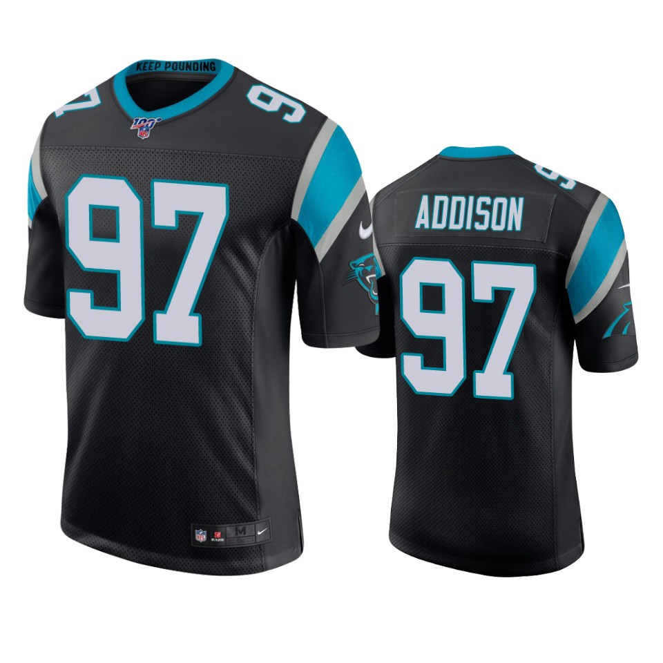 Carolina Panthers Mario Addison Black 100th Season Vapor Limited Jersey - Cocomos