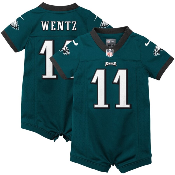 Carson Wentz Philadelphia Eagles Nike Infant Romper Jersey - Green - Cocomos