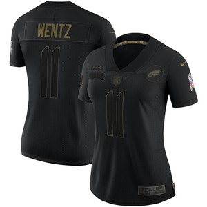 Carson Wentz Philadelphia Eagles Womens 2020 Salute To Service Limited Jersey - Black