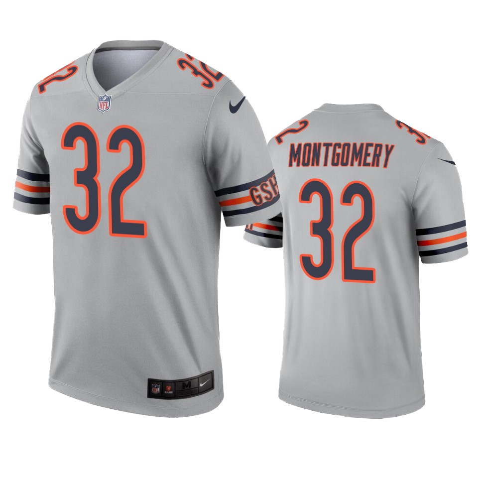 Chicago Bears David Montgomery Silver Inverted Legend Jersey - Cocomos