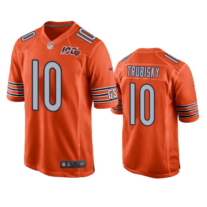 Chicago Bears Mitchell Trubisky Orange 100th Season Game Jersey - Mens