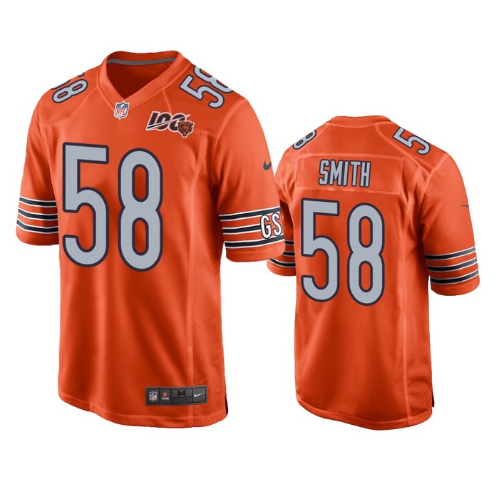 Chicago Bears Roquan Smith Orange 100th Season Game Jersey - Mens