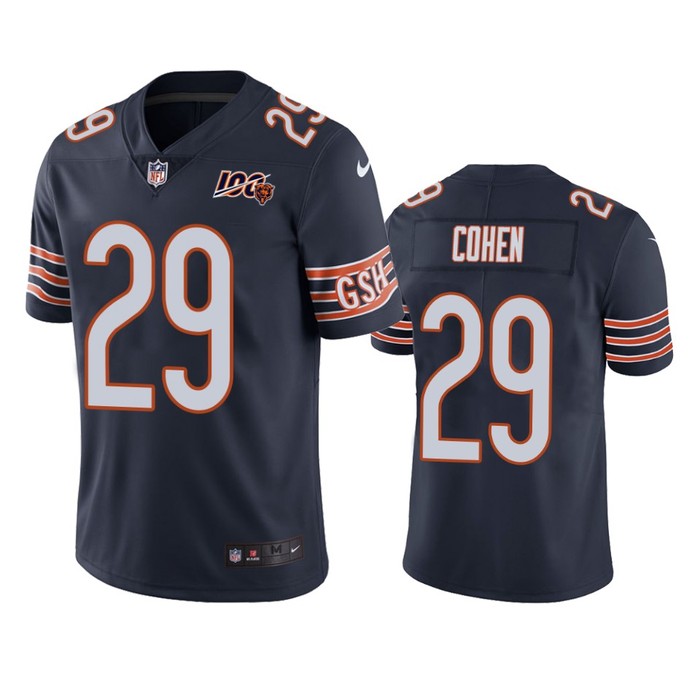 Chicago Bears Tarik Cohen Navy 100th Season Vapor Limited Jersey - Cocomos