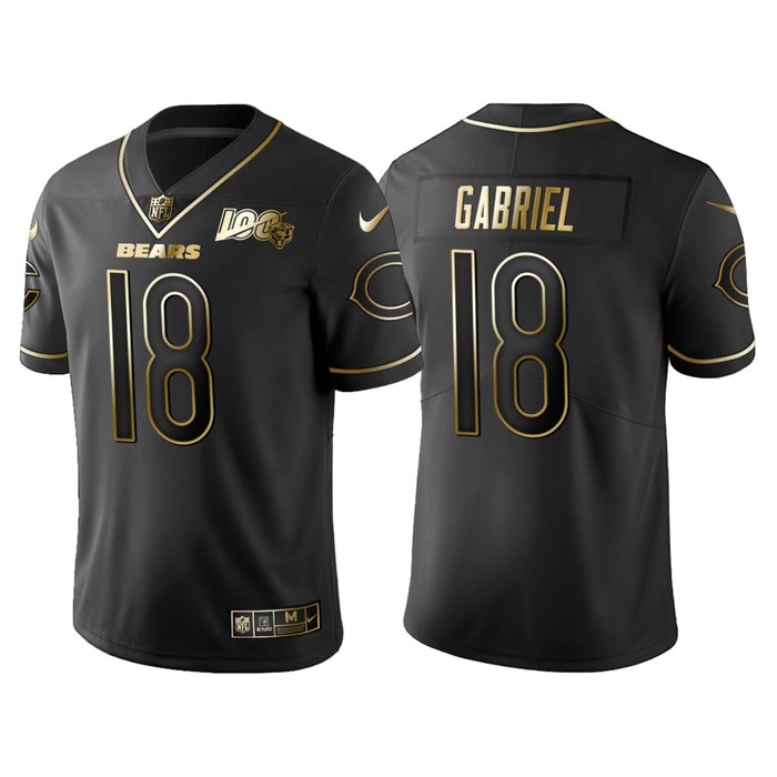 Chicago Bears Taylor Gabriel 100th Anniversary Black Gold Logo Jersey