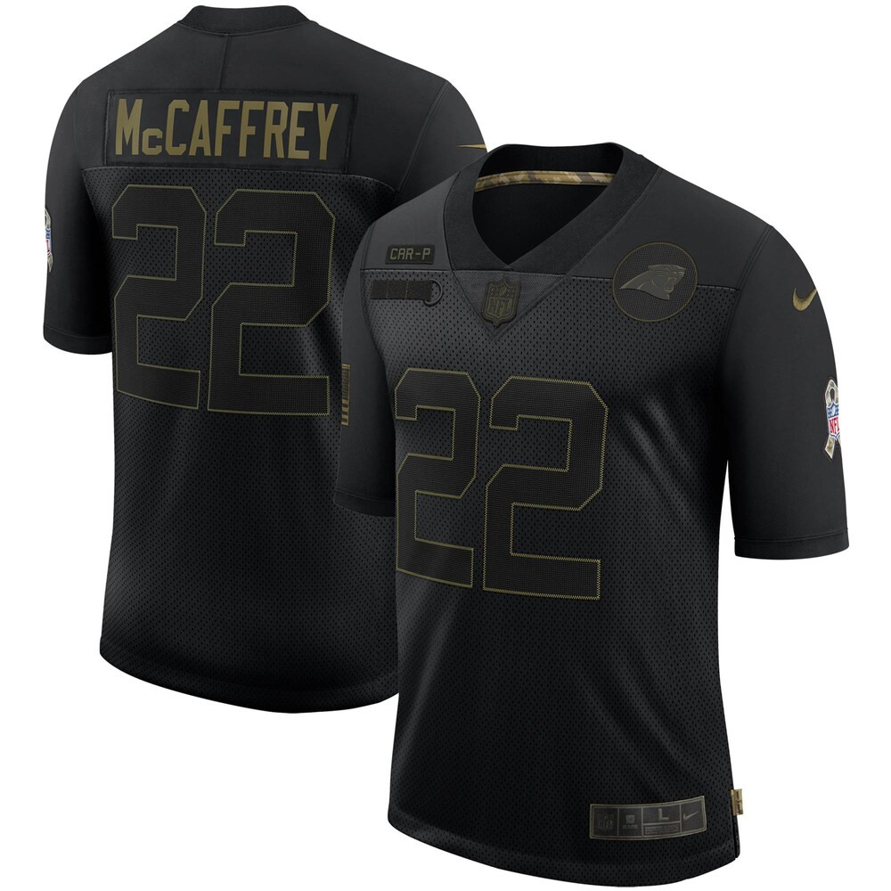 Christian Mccaffrey Carolina Panthers 2020 Salute To Service Limited Jersey - Black - Cocomos