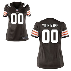 Cleveland Browns Historic Logo Nike Womens Custom Game Jersey - Brown