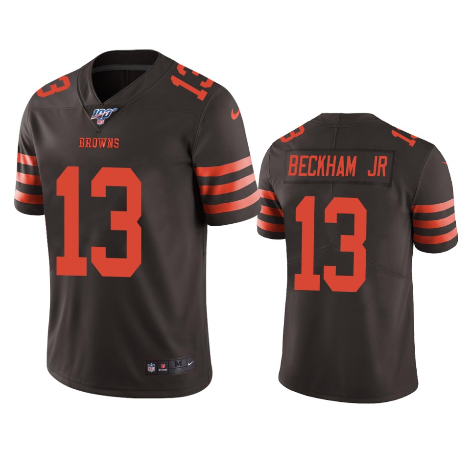 Cleveland Browns Odell Beckham Jr Brown 100th Season Color Rush Limited Jersey - Cocomos