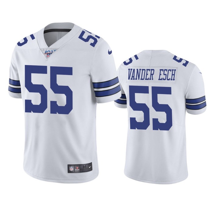 Dallas Cowboys Leighton Vander Esch White 100th Season Vapor Limited Jersey - Cocomos