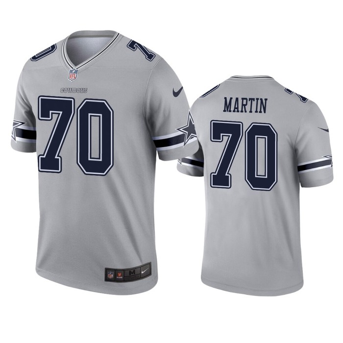 Dallas Cowboys Zack Martin Gray Inverted Legend Jersey - Cocomos