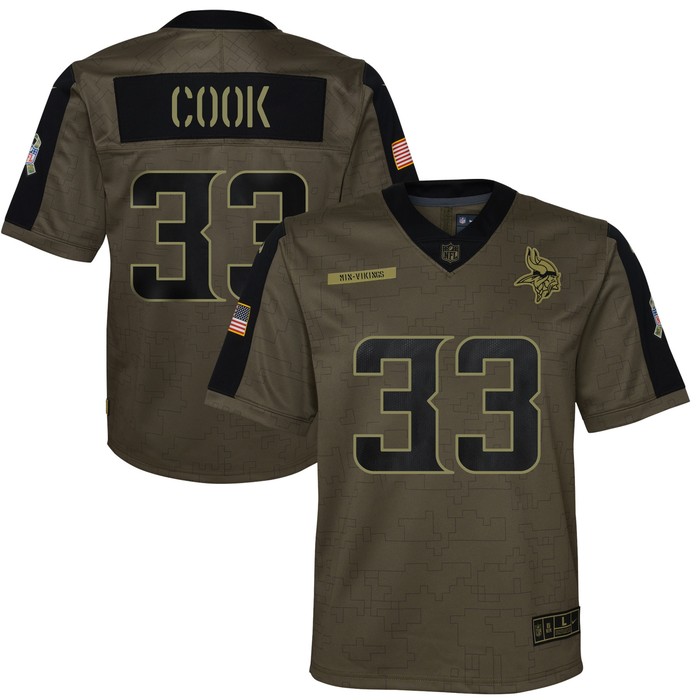 Dalvin Cook Minnesota Vikings 2021 Salute To Service Game Jersey - Olive Nfl