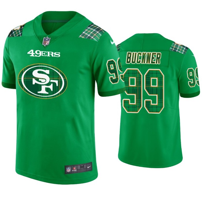 Deforest Buckner San Francisco 49ers #99 Jersey St. Patricks Day Kelly Green Lucky - Men - Cocomos