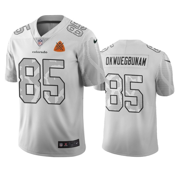 Denver Broncos Albert Okwuegbunam White City Edition Vapor Limited Jersey