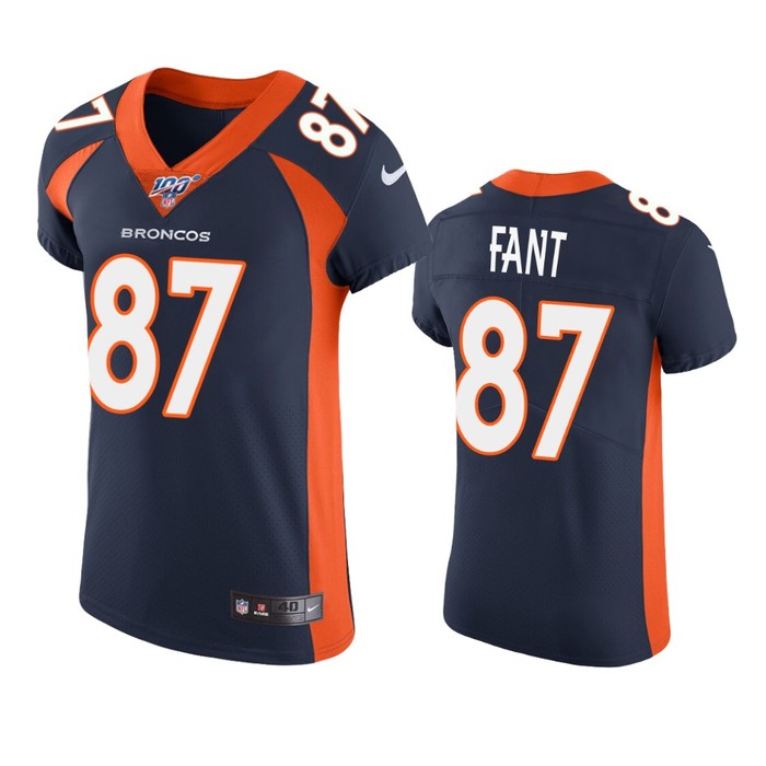 Denver Broncos Noah Fant Navy 100th Season Vapor Elite Jersey