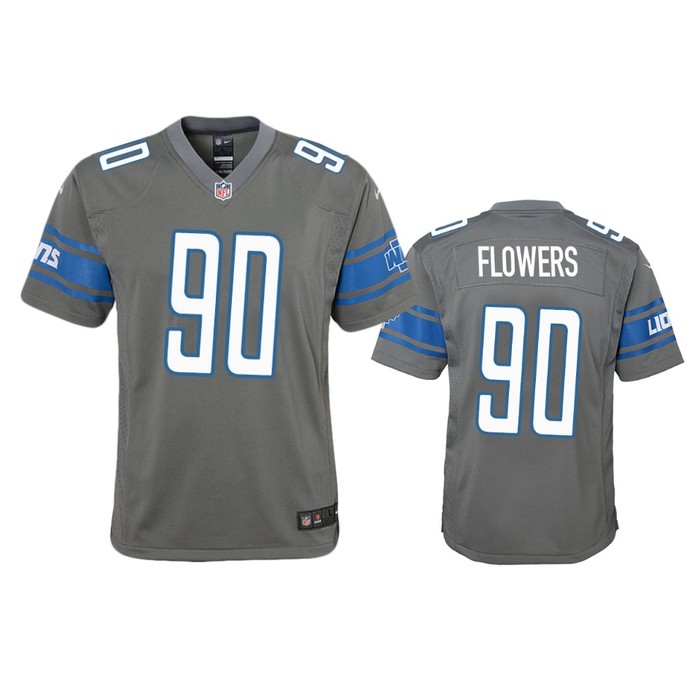 Detroit Lions Trey Flowers Steel Color Rush Game Jersey