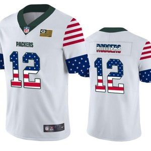 Green Bay Packers 12 White Throwback Flag Jersey - Cocomos