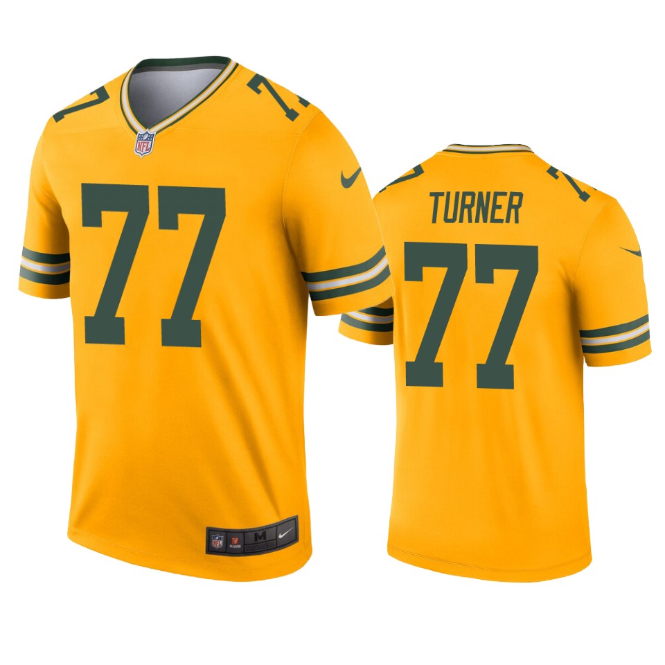 Green Bay Packers Billy Turner Gold Inverted Legend Jersey - Cocomos