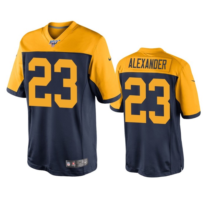 Green Bay Packers Jaire Alexander Navy 100th Season Throwback Jersey - Cocomos