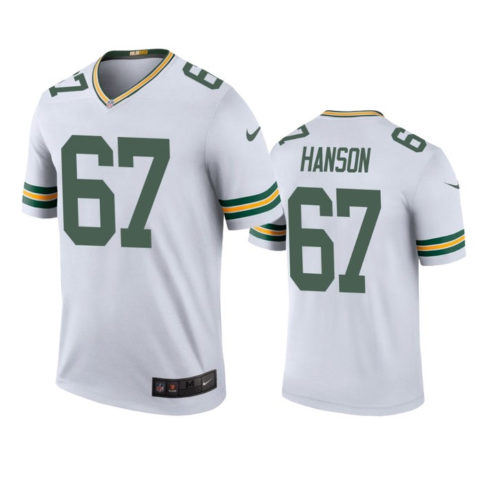 Green Bay Packers Jake Hanson White Color Rush Legend Jersey - Cocomos