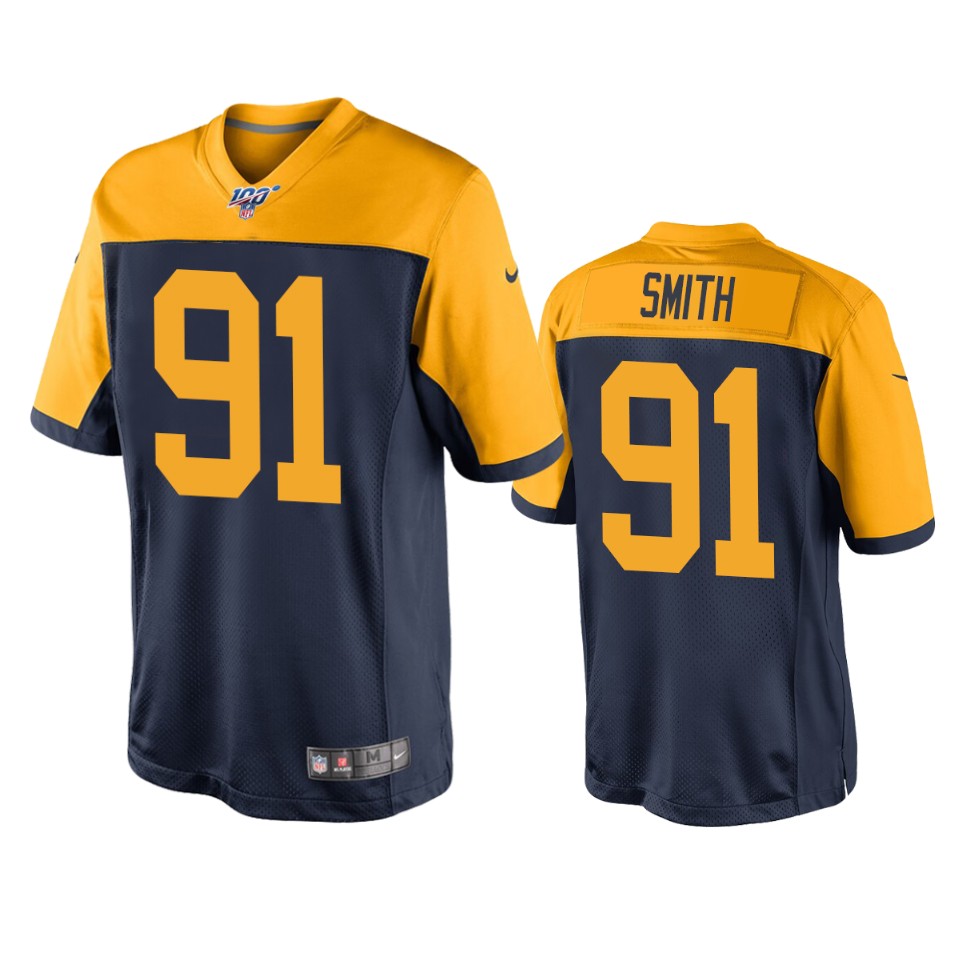 Green Bay Packers Preston Smith Navy 100th Season Throwback Jersey - Cocomos