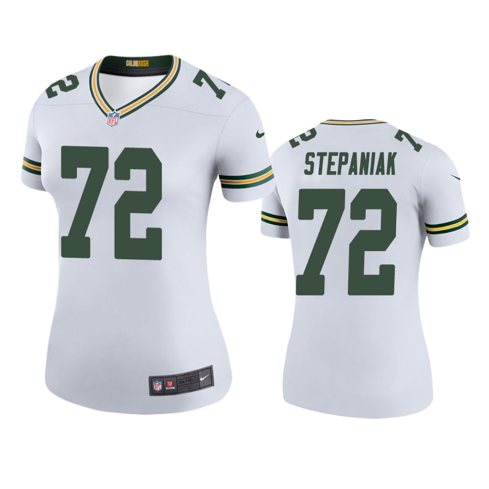 Green Bay Packers Simon Stepaniak White Color Rush Legend Jersey - Womens - Cocomos