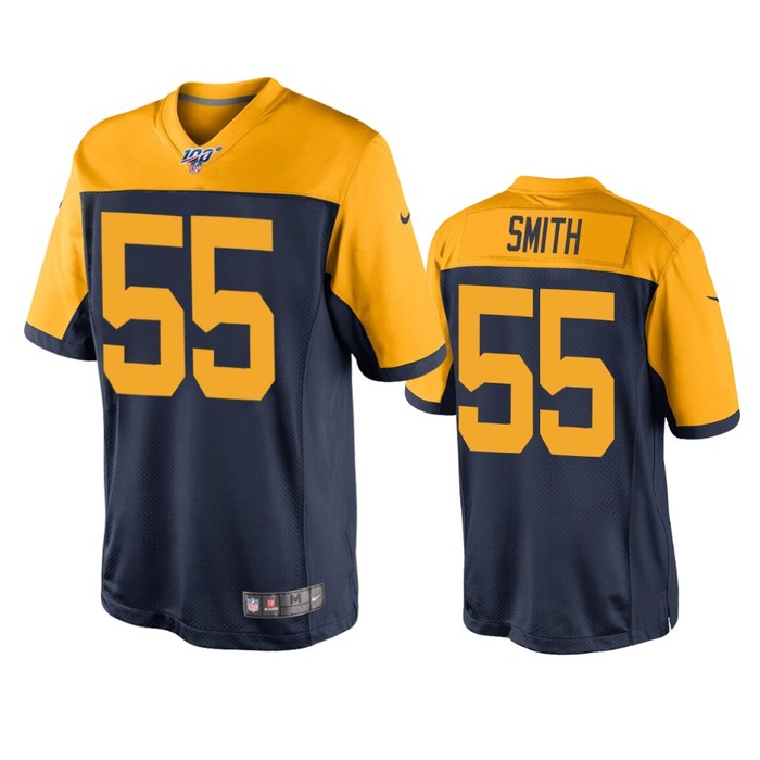 Green Bay Packers Zadarius Smith Navy 100th Season Throwback Jersey