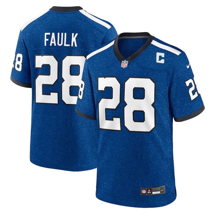 Indianapolis Colts #28 Marshall Faulk Indiana Nights Alternate Game Jersey - Royal - Cocomos