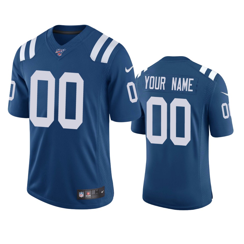 Indianapolis Colts Custom Royal 100th Season Vapor Limited Jersey - Cocomos