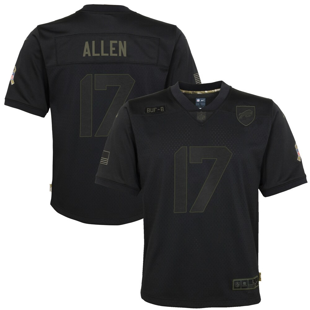 Josh Allen Buffalo Bills Youth 2020 Salute To Service Game Jersey - Black - Cocomos