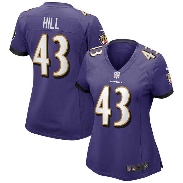 Justice Hill Baltimore Ravens Womens Game Jersey - Purple Nfl