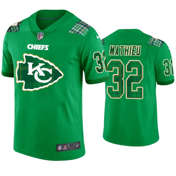 Kansas City Chiefs #32 Tyrann Mathieu Jersey St. Patricks Day Kelly Green - Mens - Cocomos