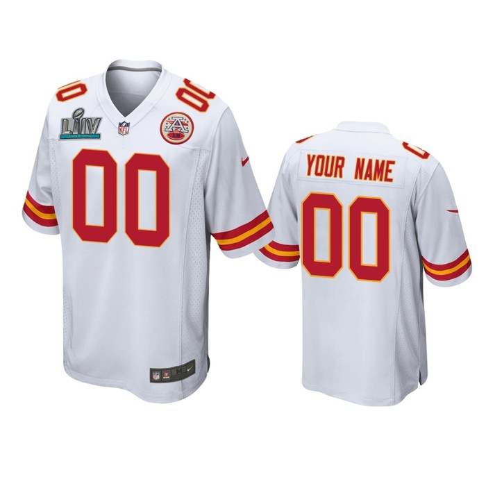 Kansas City Chiefs Custom White Super Bowl Liv Game Jersey - Cocomos