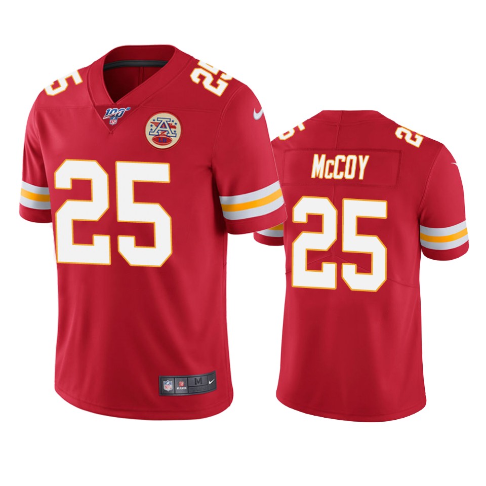 Kansas City Chiefs Lesean Mccoy Red 100th Season Vapor Limited Jersey - Cocomos