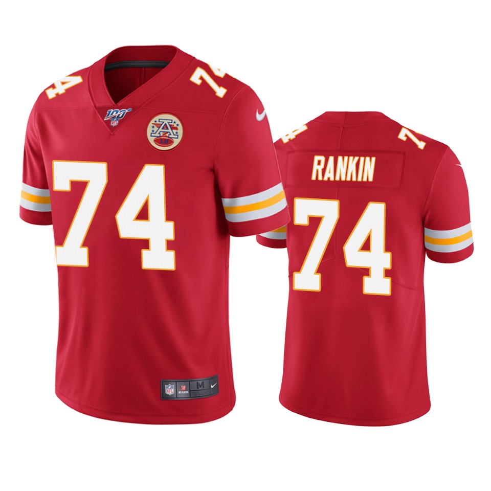 Kansas City Chiefs Martinas Rankin Red 100th Season Vapor Limited Jersey - Cocomos