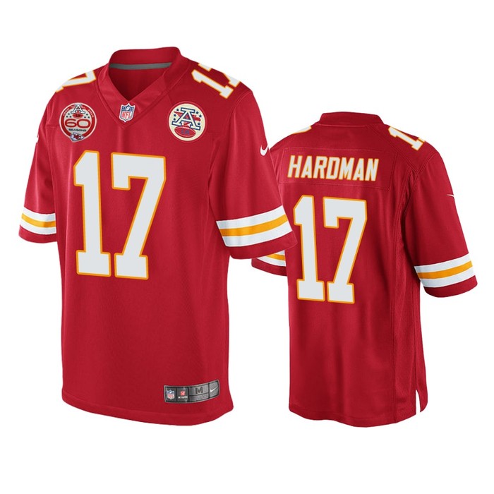 Kansas City Chiefs Mecole Hardman Red 60th Anniversary Game Jersey - Cocomos