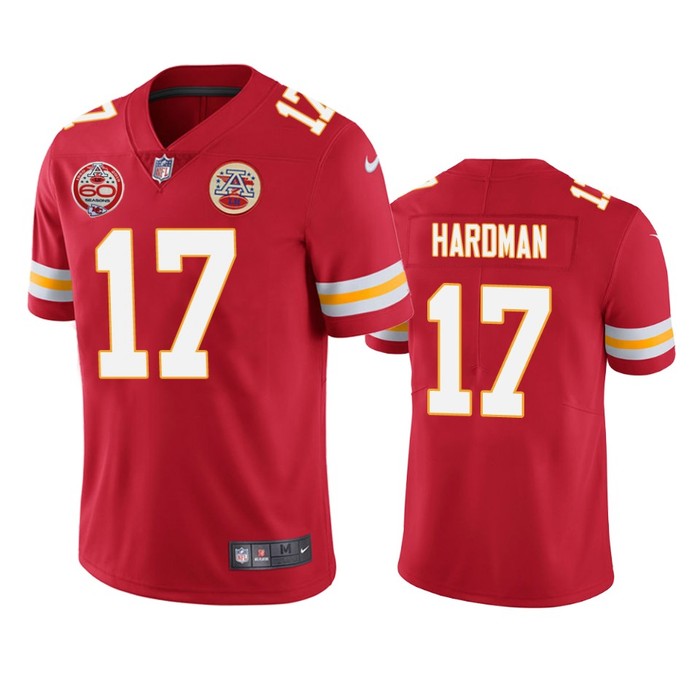 Kansas City Chiefs Mecole Hardman Red 60th Anniversary Vapor Limited Jersey - Cocomos