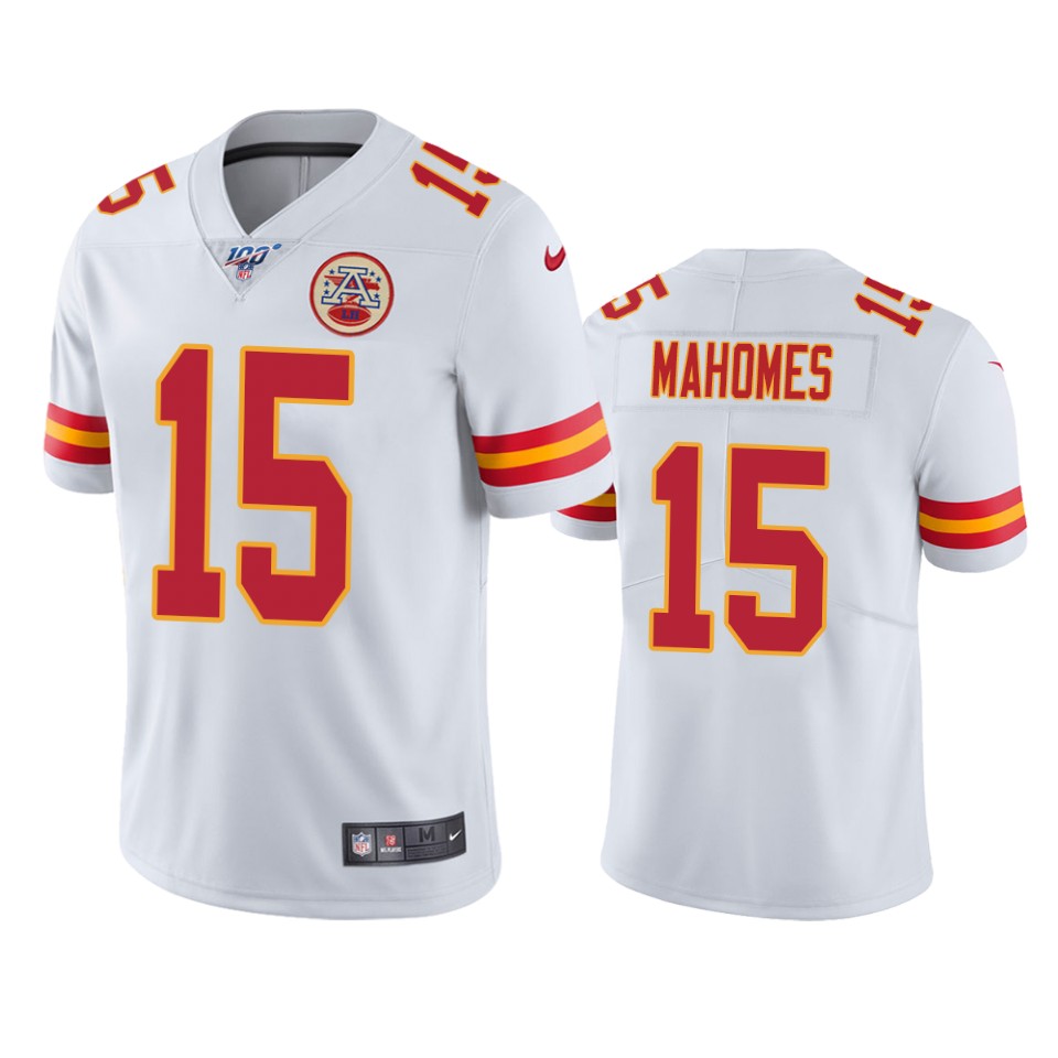 Kansas City Chiefs Patrick Mahomes White 100th Season Vapor Limited Jersey - Cocomos