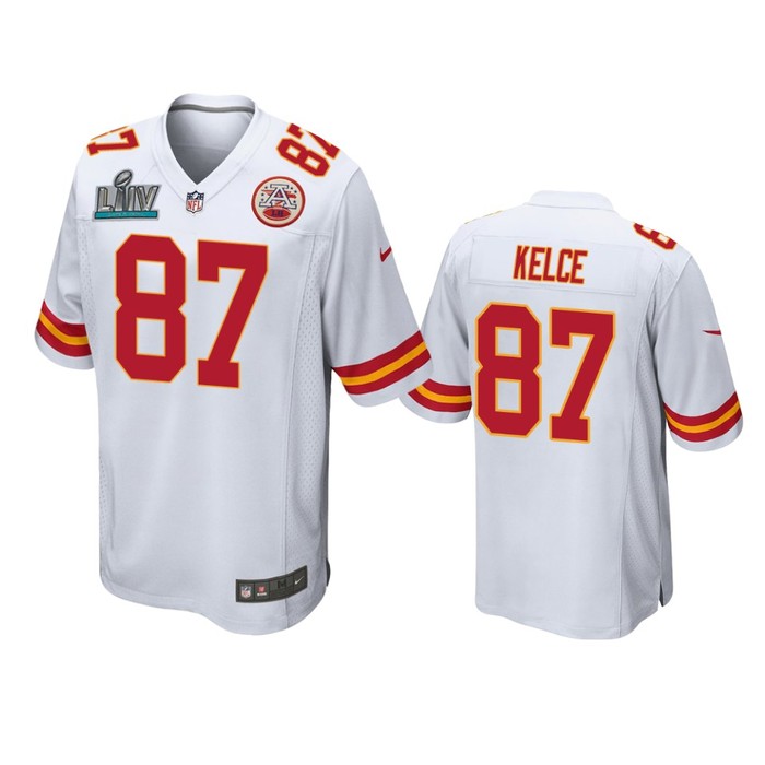 Kansas City Chiefs Travis Kelce White Super Bowl Liv Game Jersey