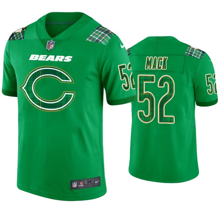 Khalil Mack Chicago Bears #52 Jersey St. Patricks Day Kelly Green Lucky - Men