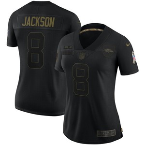 Lamar Jackson Baltimore Ravens Womens 2020 Salute To Service Limited Jersey - Black