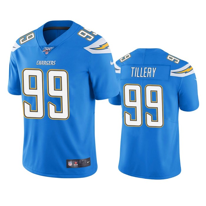 Los Angeles Chargers Jerry Tillery Powder Blue 100th Season Vapor Limited Jersey - Cocomos