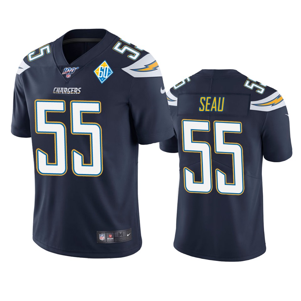 Los Angeles Chargers Junior Seau Navy 60th Anniversary Vapor Limited Jersey - Cocomos