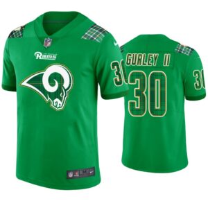 Los Angeles Rams #30 Todd Gurley Jersey St. Patricks Day Kelly Green Lucky - Men - Cocomos